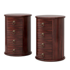 Round Solid Wood End Table with 4 Drawers, No Assembly Required