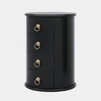 Round Solid Wood End Table with 4 Drawers, No Assembly Required