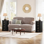 Round Solid Wood End Table with 4 Drawers, No Assembly Required