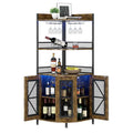 Eck-Weinschrank mit 5 Ebenen, LED-Beleuchtung und Glashalter