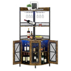 Eck-Weinschrank mit 5 Ebenen, LED-Beleuchtung und Glashalter
